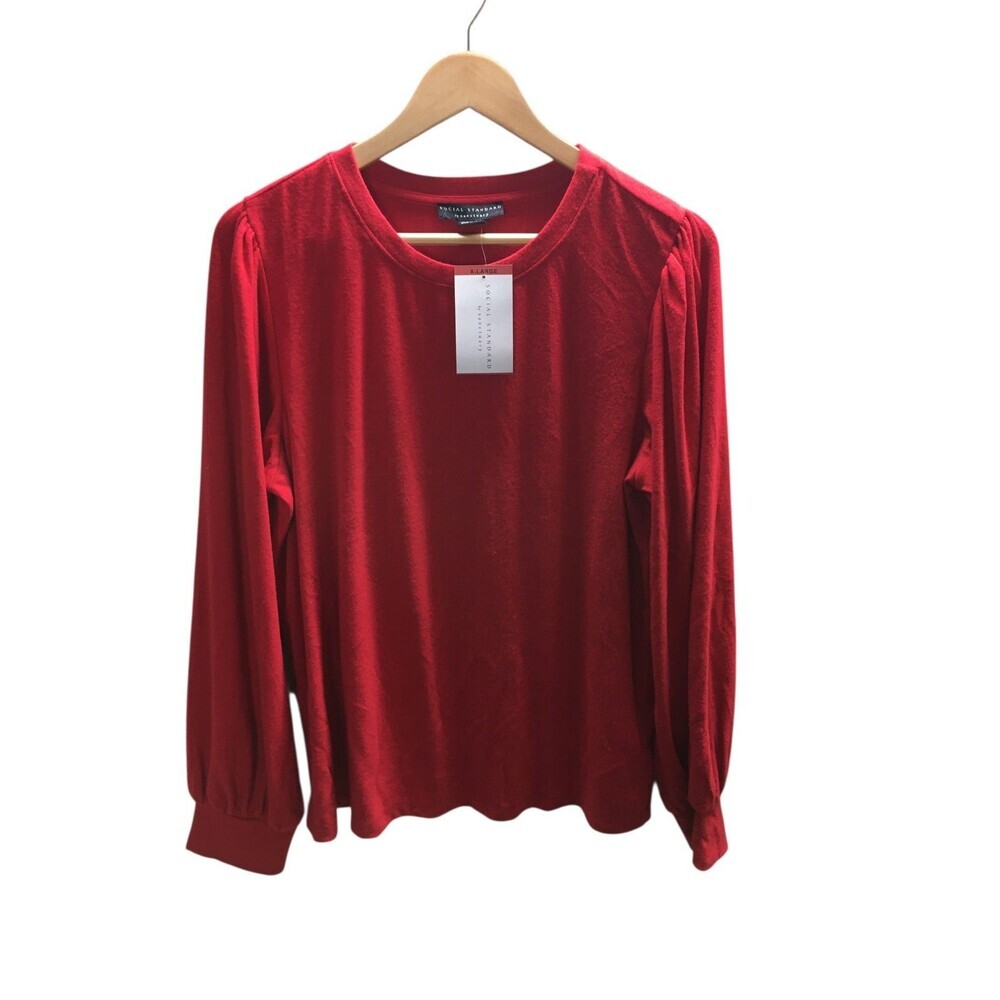 Sanctuary Light Sweater Women's Size XL Red Social Standard Julia Brushed Knit
